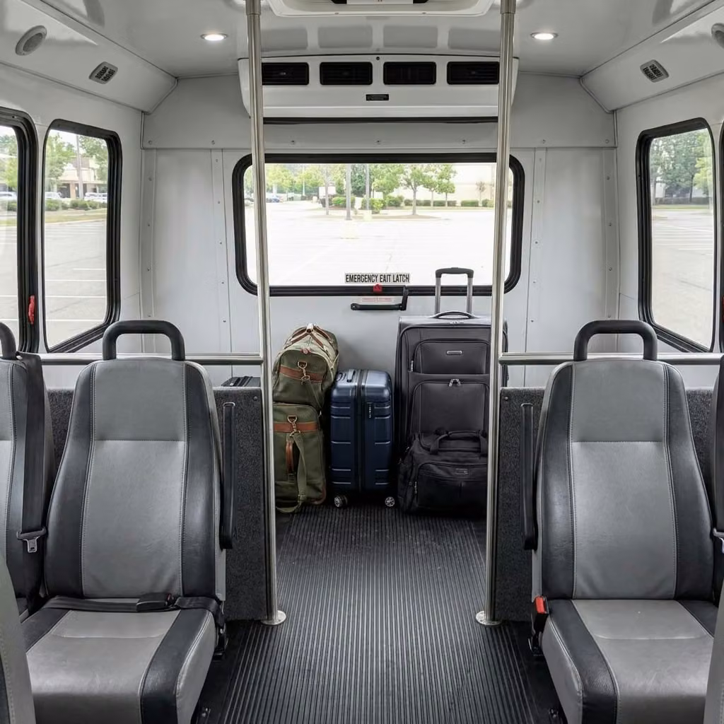 lewiston 28 passenger minibus luggage area