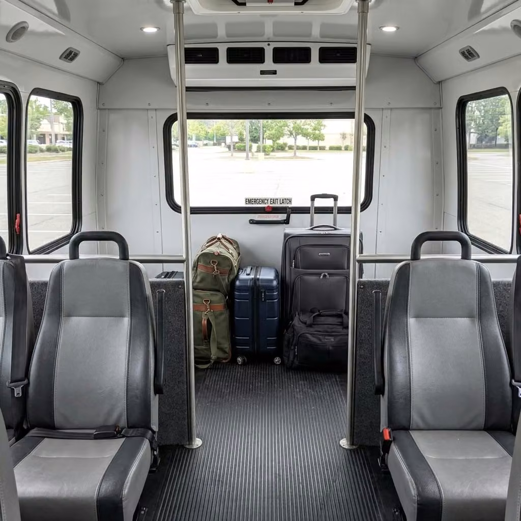 lewiston 30 passenger minibus luggage area