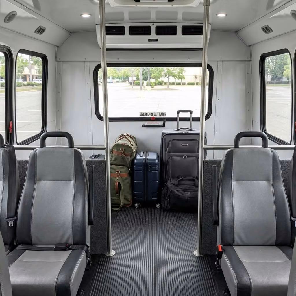lewiston 35 passenger minibus luggage area