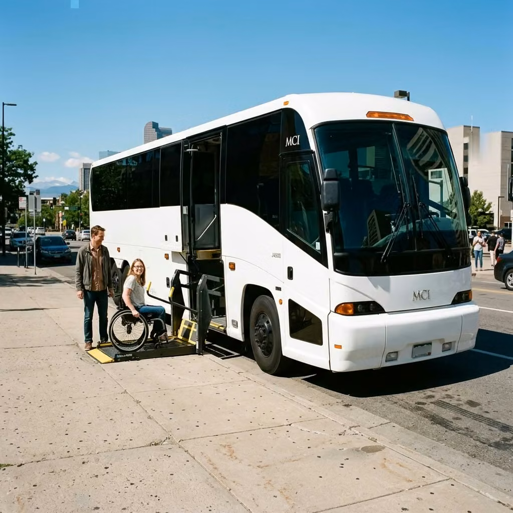 lewiston 56 passenger charter bus wheelchair lift